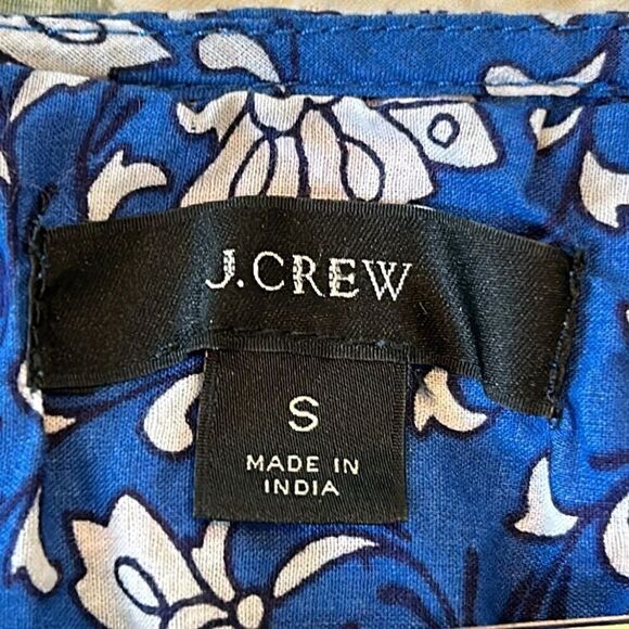 J. Crew Embroidered Peasant Blouse Blue Floral, Pink, Tassels, Size Small - Picture 6 of 10